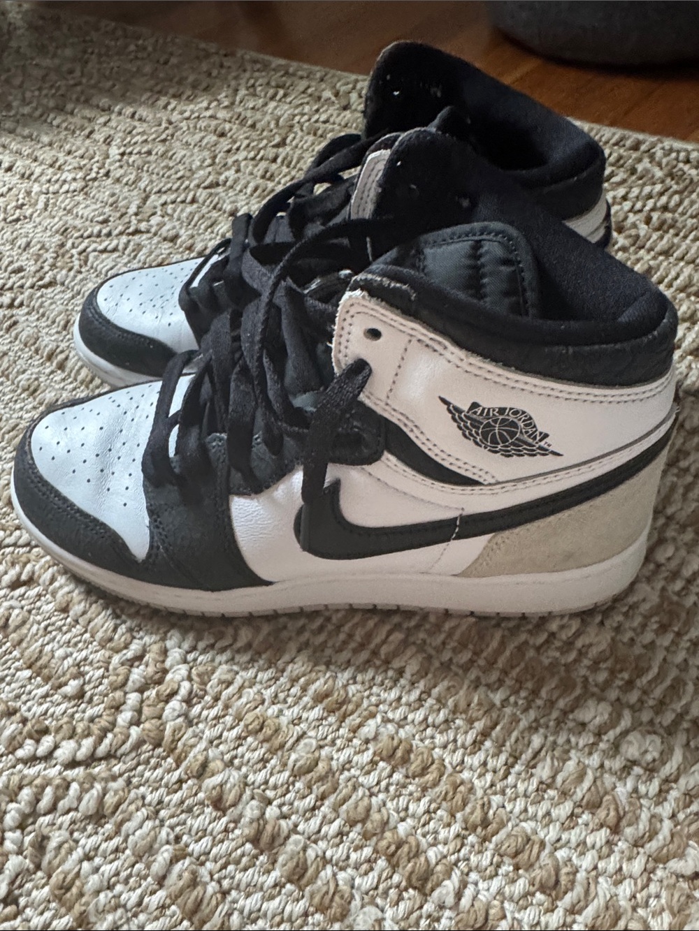 Jordan Kids High-Top Sneakers in Black, White, and Gray